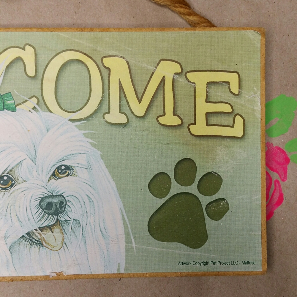 Welcome Sign White Dog Puppy Maltese - Picture 5 of 6
